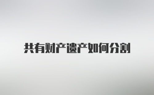 共有财产遗产如何分割