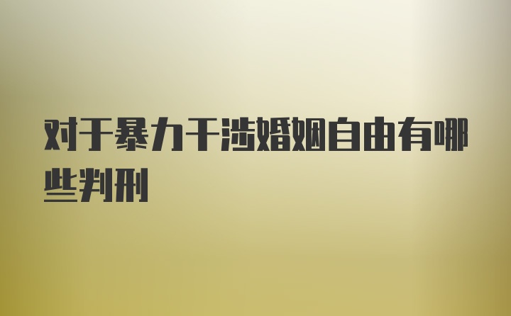 对于暴力干涉婚姻自由有哪些判刑