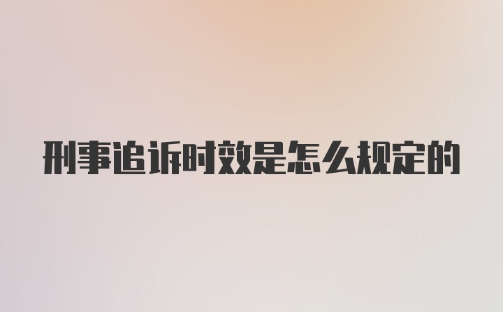 刑事追诉时效是怎么规定的