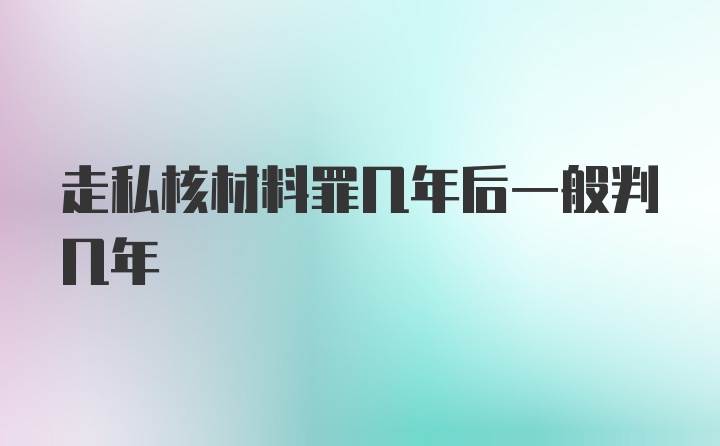 走私核材料罪几年后一般判几年