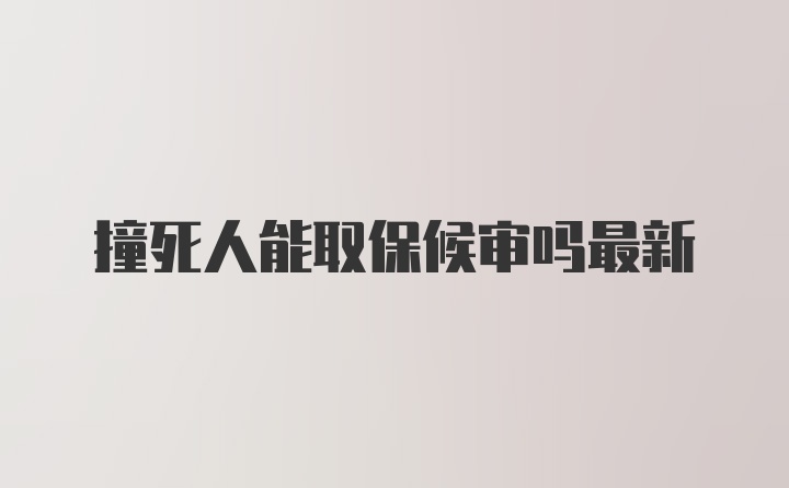 撞死人能取保候审吗最新