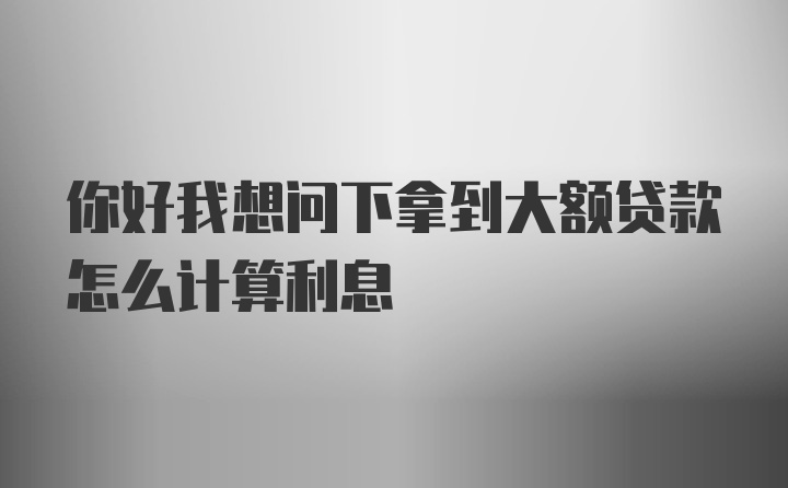 你好我想问下拿到大额贷款怎么计算利息