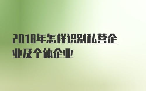 2018年怎样识别私营企业及个体企业