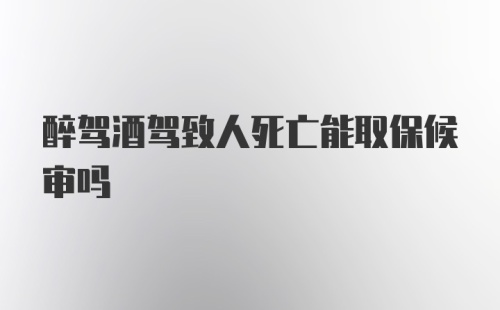 醉驾酒驾致人死亡能取保候审吗