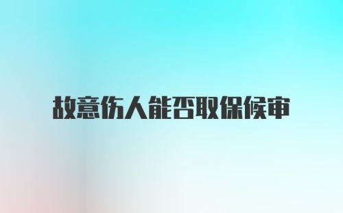 故意伤人能否取保候审