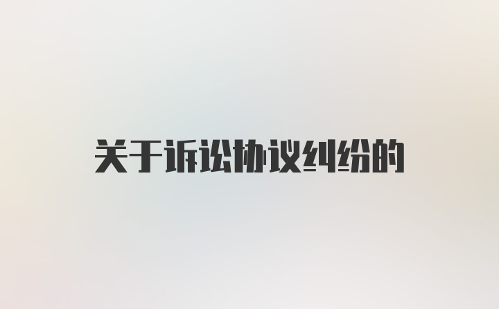 关于诉讼协议纠纷的