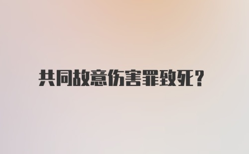 共同故意伤害罪致死？