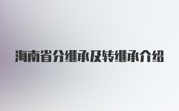 海南省分继承及转继承介绍