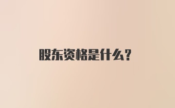 股东资格是什么?