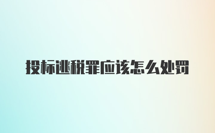 投标逃税罪应该怎么处罚