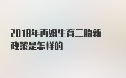 2018年再婚生育二胎新政策是怎样的