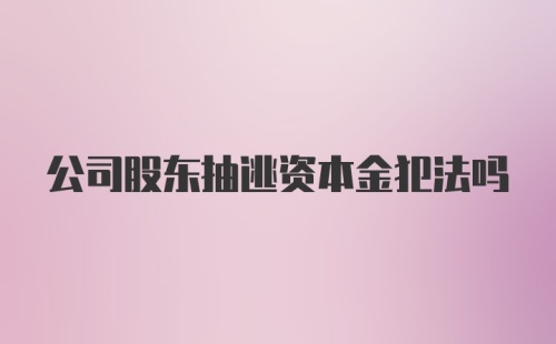 公司股东抽逃资本金犯法吗