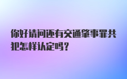 你好请问还有交通肇事罪共犯怎样认定吗?