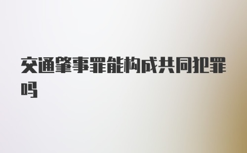 交通肇事罪能构成共同犯罪吗