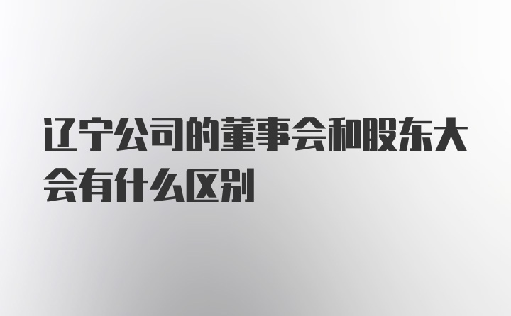 辽宁公司的董事会和股东大会有什么区别