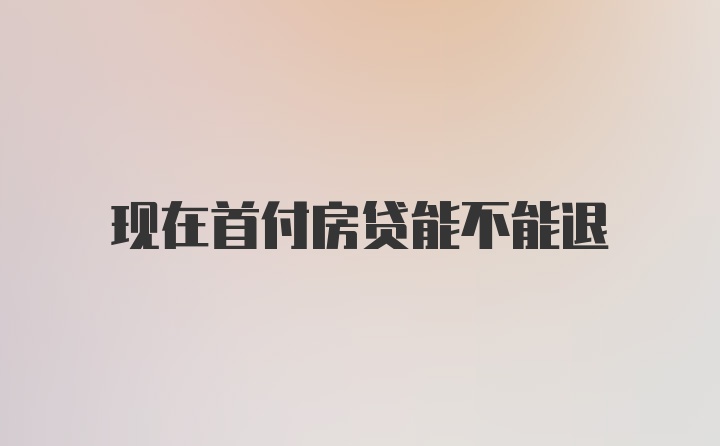 现在首付房贷能不能退