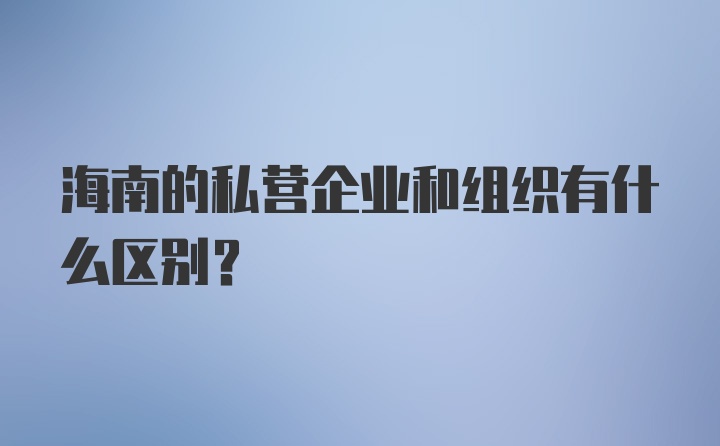 海南的私营企业和组织有什么区别？