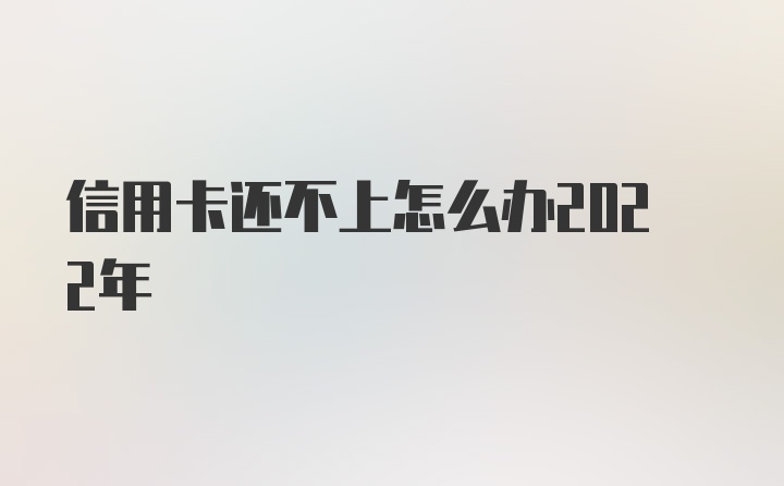 信用卡还不上怎么办2022年