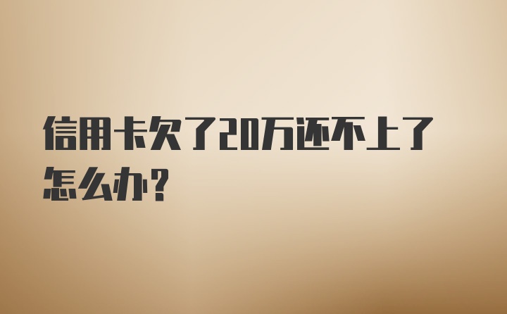 信用卡欠了20万还不上了怎么办？