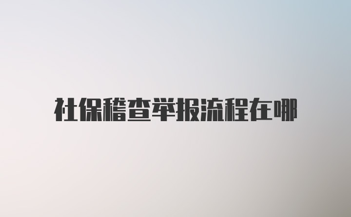 社保稽查举报流程在哪