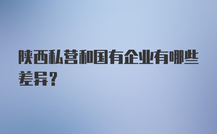 陕西私营和国有企业有哪些差异?