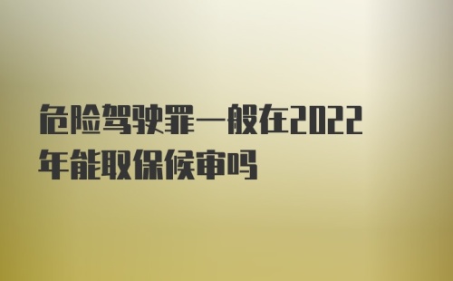 危险驾驶罪一般在2022年能取保候审吗