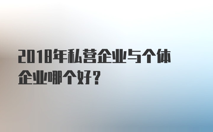 2018年私营企业与个体企业哪个好?