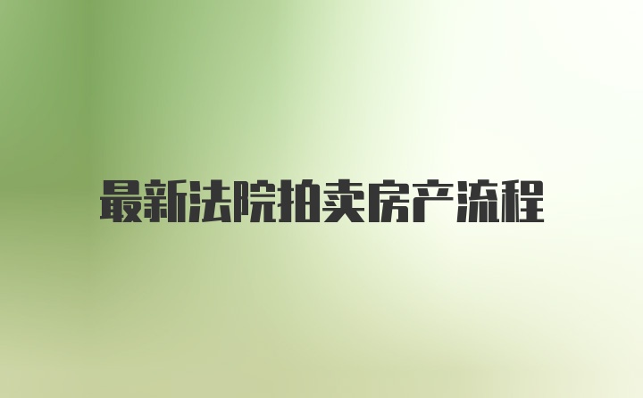 最新法院拍卖房产流程