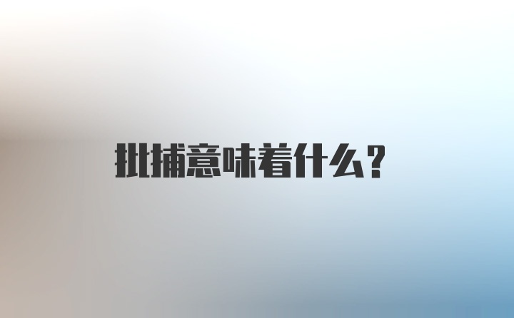 批捕意味着什么?