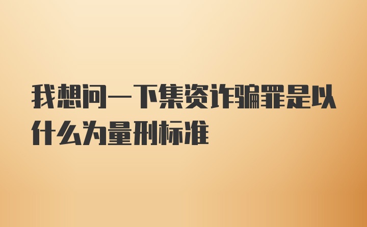 我想问一下集资诈骗罪是以什么为量刑标准