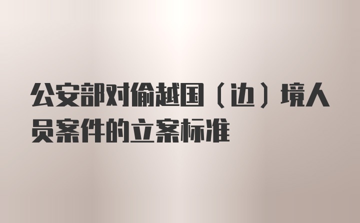 公安部对偷越国（边）境人员案件的立案标准