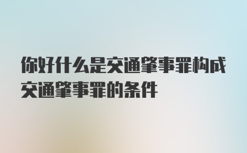 你好什么是交通肇事罪构成交通肇事罪的条件