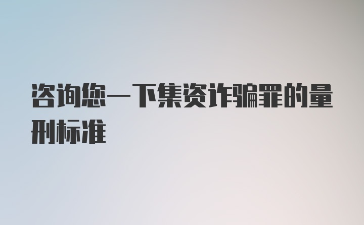 咨询您一下集资诈骗罪的量刑标准