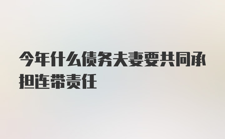 今年什么债务夫妻要共同承担连带责任