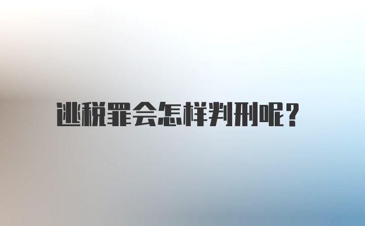 逃税罪会怎样判刑呢？