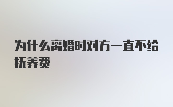 为什么离婚时对方一直不给抚养费