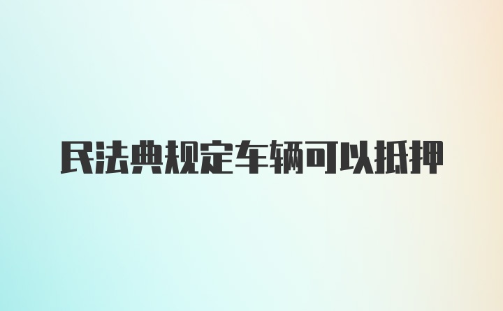 民法典规定车辆可以抵押