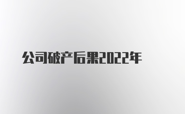 公司破产后果2022年