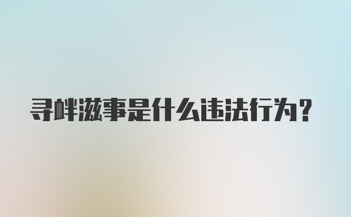 寻衅滋事是什么违法行为？