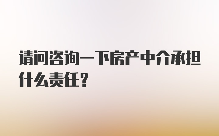 请问咨询一下房产中介承担什么责任？