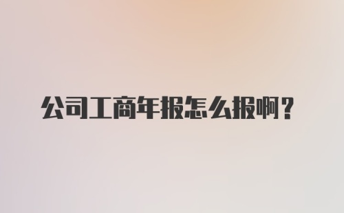 公司工商年报怎么报啊？