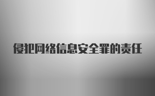 侵犯网络信息安全罪的责任