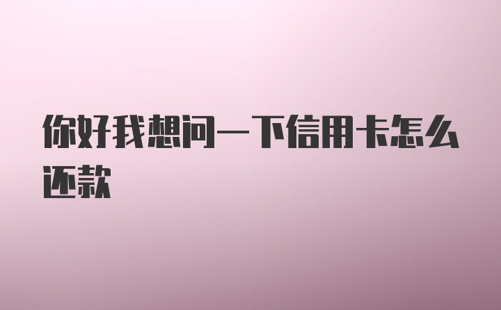 你好我想问一下信用卡怎么还款