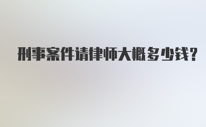 刑事案件请律师大概多少钱？