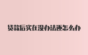 贷款后实在没办法还怎么办