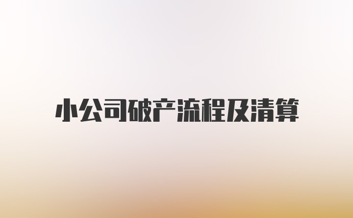 小公司破产流程及清算