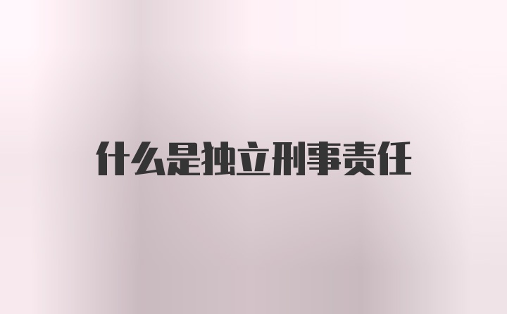 什么是独立刑事责任