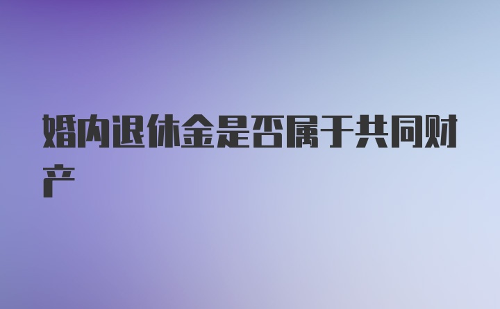 婚内退休金是否属于共同财产