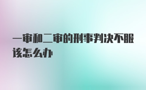 一审和二审的刑事判决不服该怎么办