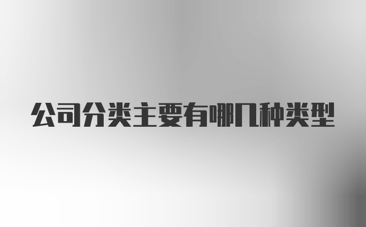 公司分类主要有哪几种类型